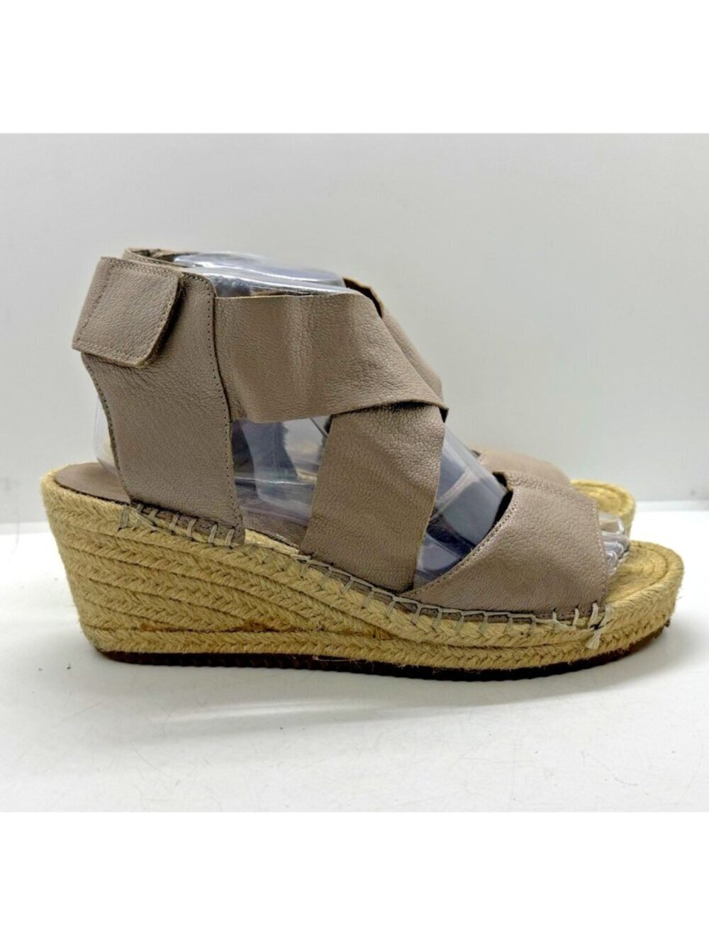 Eileen Fisher Willow Espadrille Platform Wedge Sandals Women 8.5 Tumbled Leather